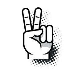 Finger gesture Peace or Victory. Vector icon on transparent background