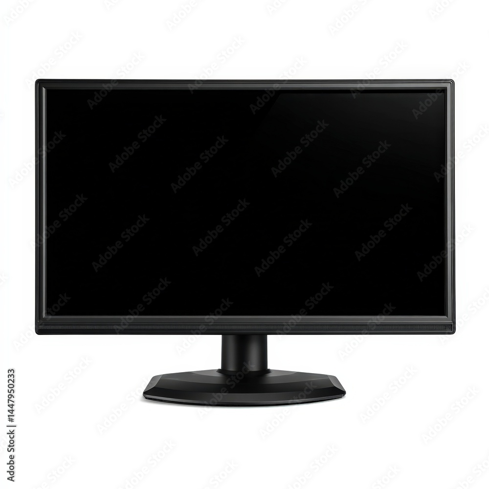 Poster modern black led monitor display screen isolated on white background for graphic design and mockups