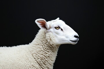 Fototapeta premium Sheep Portrait on Black Background