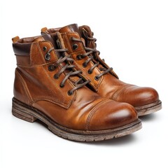 Stylish Brown Leather Boots for Men Classic Lace Up Design Comfortable and Durable Footwear