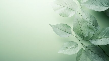 Soft green leaves gently resting against light background