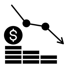 Profit Decline  Icon Element For Design	