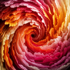 Close-up view of a vibrant, layered paper flower design.