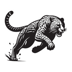Crisp running leopard silhouette vector created for vibrant brand visuals – leopard silhouette – leopard vector – leopard illustration – silhouette of leopard

