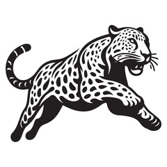 High-speed running leopard silhouette vector ideal for modern branding – leopard silhouette – leopard vector – leopard illustration – silhouette of leopard

