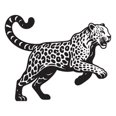 Sleek running leopard silhouette vector crafted for bold visual appeal – leopard silhouette – leopard vector – leopard illustration – silhouette of leopard

