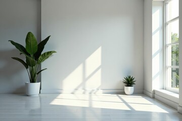 Modern gray & white studio room, ideal product showcasing Clean, bright aesthetic , room, clean