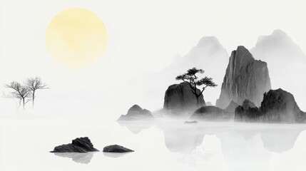 Serene Minimalist Landscape Painting