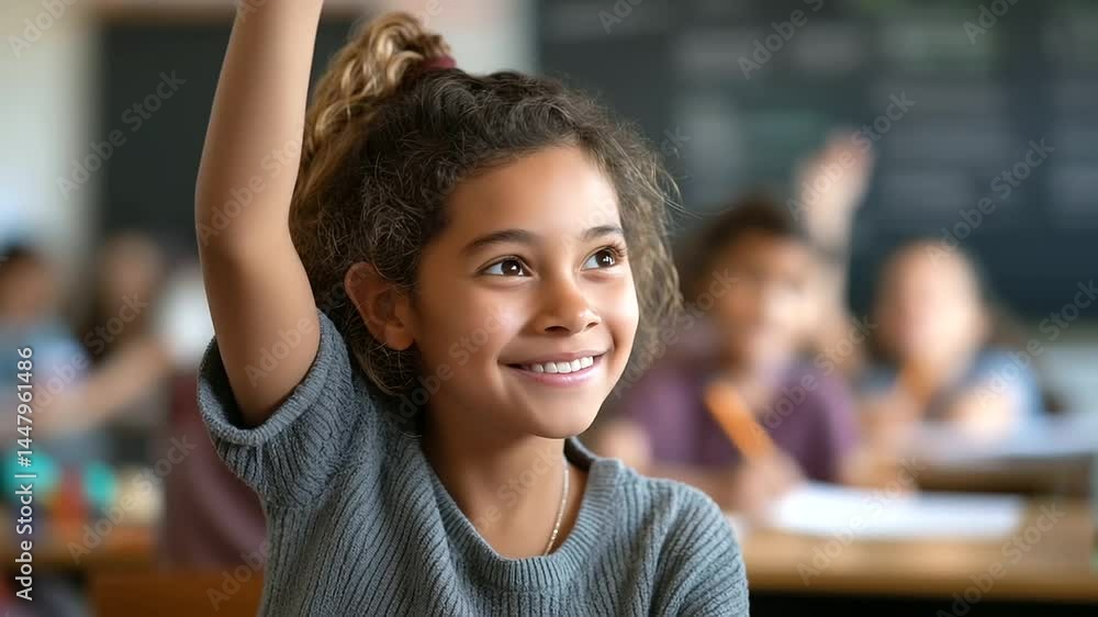 Poster a dynamic classroom buzzing with enthusiastic students and engaging activities.