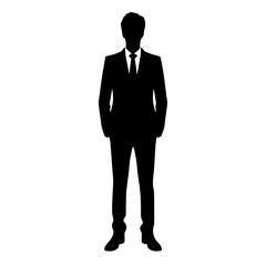 Businessman silhouette standing confidently on a transparent background  