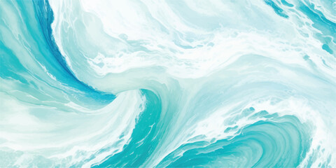 Obraz premium Soft watercolor wave background with pastel blue and green gradients. Perfect for spa branding, social media graphics, and serene designs. 