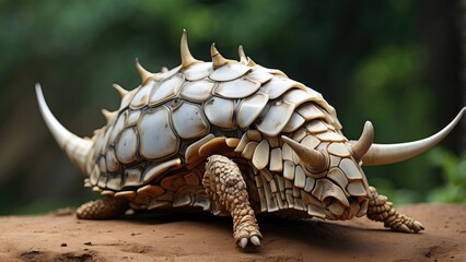 "Armadillo Drinking Water on Sandy Terrain in the Wild"