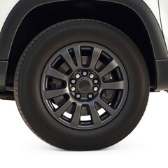 Obraz premium Sleek Dark Grey Alloy Wheel: A Detailed Close-Up