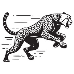 High-speed sprinting cheetah silhouette vector ideal for dynamic artwork – cheetah silhouette – cheetah vector – cheetah illustration – silhouette of cheetah

