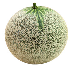 Whole muskmelon fruit isolated on transparent background. 