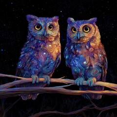 Fototapeta premium Fantasy owl illustrations.