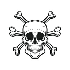 Vintage skull and crossbones vector illustration