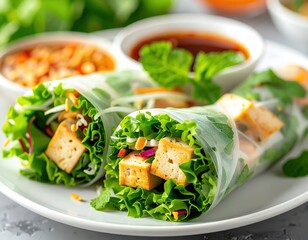 Fresh Spring Rolls With Tofu And Vegetables