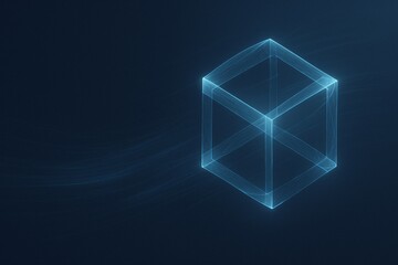 Illuminated cube emitting vibrant light trails set against a sleek and modern technology background, showcasing innovation and dynamic energy.