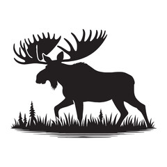Bold moose silhouette vector perfect for brand visuals – moose silhouette – moose vector – moose illustration – silhouette of moose

