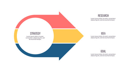 Business infographic template. Arrow chart with three options, steps. Vector chart.