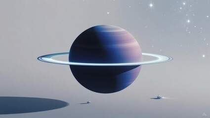 Ringed planet in stylized space art
