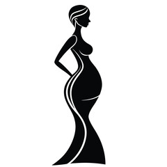 Elegant Silhouette of a Pregnant Woman