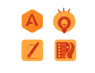  Creative Design and Multimedia Icon Set – Flat Orange Style