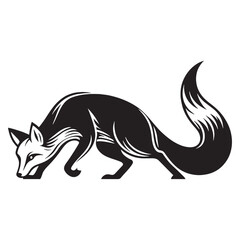 Sneaking fox silhouette vector rendered with bold outline and precise shape – fox silhouette – fox vector – fox illustration – silhouette of fox


