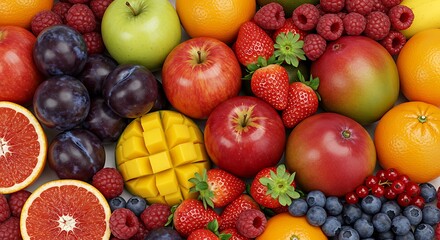 Colorful Citrus and Berry Fruit Arrangement