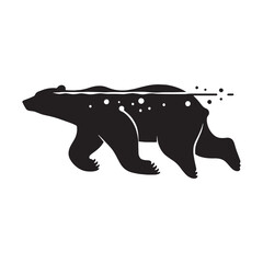 Strong-form polar bear in black vector silhouette format – polar bear silhouette – polar bear vector – polar bear illustration – silhouette of swimming polar bear

