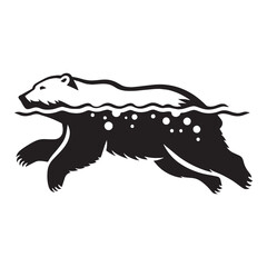 Streamlined polar bear vector with sharp edges for logo-ready designs – polar bear silhouette – polar bear vector – polar bear illustration – silhouette of swimming polar bear

