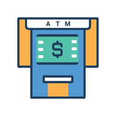 ATM Machine Vector Illustration, Automated Teller Machine Icon, Bank ATM Graphic Design, Cash Withdrawal ATM Vector, Financial ATM Interface Illustration
