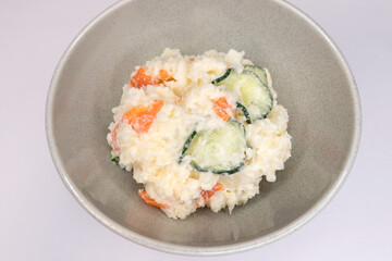 Japanese potato salad with cucumber and carrot