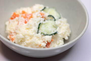 Japanese potato salad with cucumber and carrot