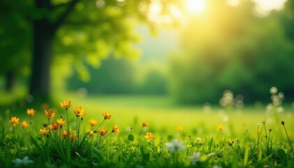 Fototapeta premium Blurred nature scene, ideal for website or app backgrounds, texture, landscape, backdrop