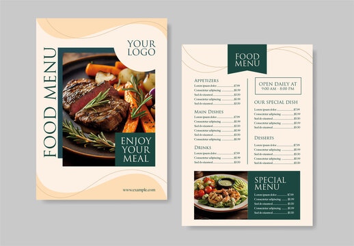 Beige And Green Luxury Fine Dining Restaurant Menu - AI Generated Photos