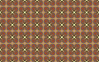Geometric ethnic pattern oriental design on dark midnight navy background. Traditional geometry abstract with pink, white, yellow, green color for wallpaper handcraft, carpet, clothing, fabric design.