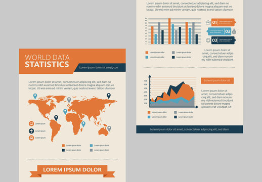 Orange And Beige Analytical World Map Data Infographic