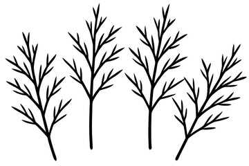 Obraz premium Nature-Inspired Frosted Branches Line Art