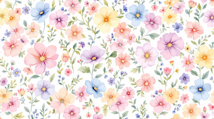 Floral seamless pattern, watercolor flowers
