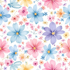 Floral seamless pattern, watercolor flowers
