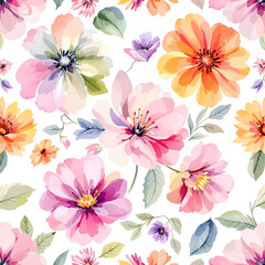 Floral seamless pattern, watercolor flowers
