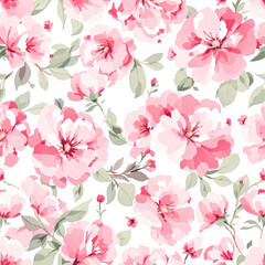 Soft pink purple floral watercolor seamless pattern
