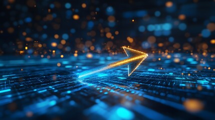 31. A holographic arrow floating in a sci-fi interface