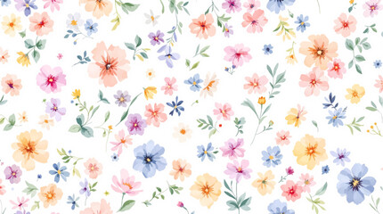 Floral seamless pattern, watercolor flowers

