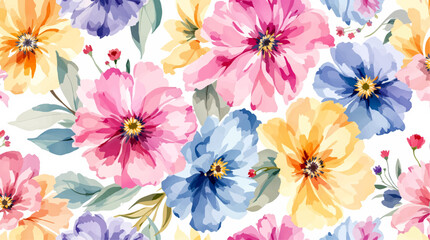 Floral seamless pattern, watercolor flowers
