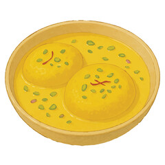 Juicy Rasmalai Sweet in a Bowl - Indian Sweets Illustration