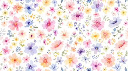 Floral seamless pattern, watercolor flowers
