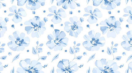 Beautiful seamless pattern with watercolor gentle blue flowers